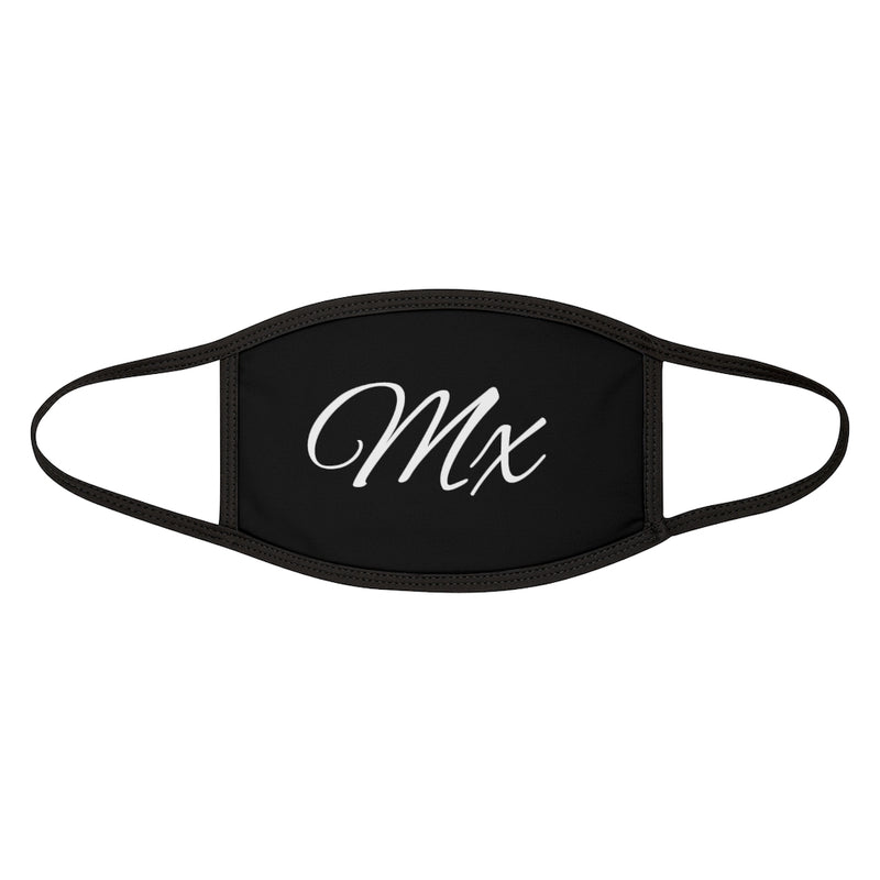 Black Fabric Face Mask with Mx in White Cursive