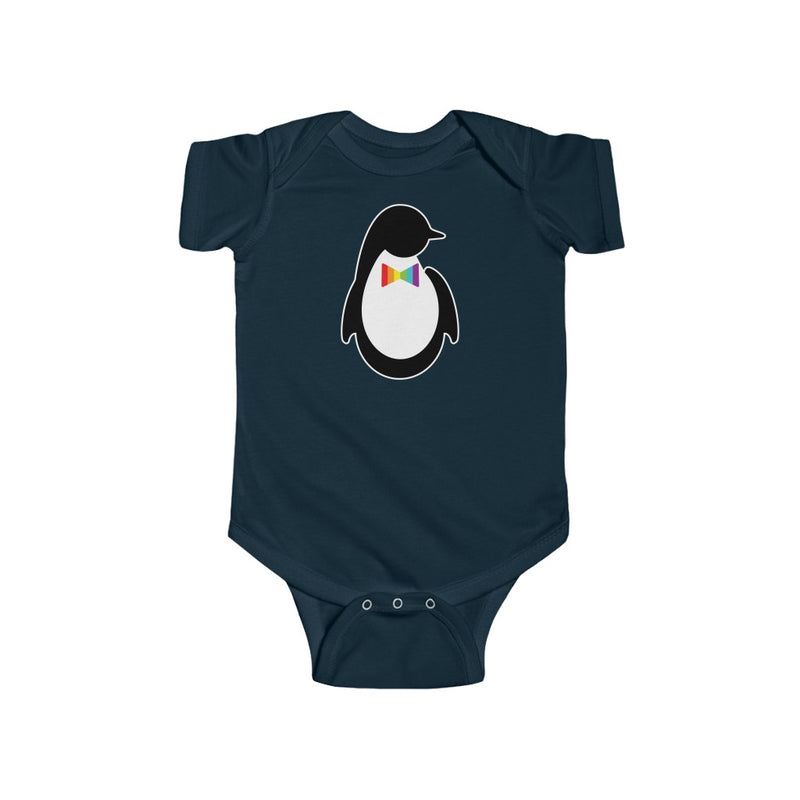 Navy Blue Infant Bodysuit with Dash of Pride Penguin Logo
