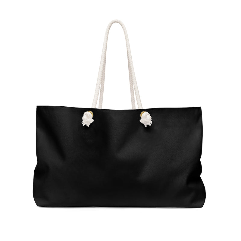 Black Weekender Bag with Rope Straps - Dash of Pride Penguin Logo - Back Side No Design