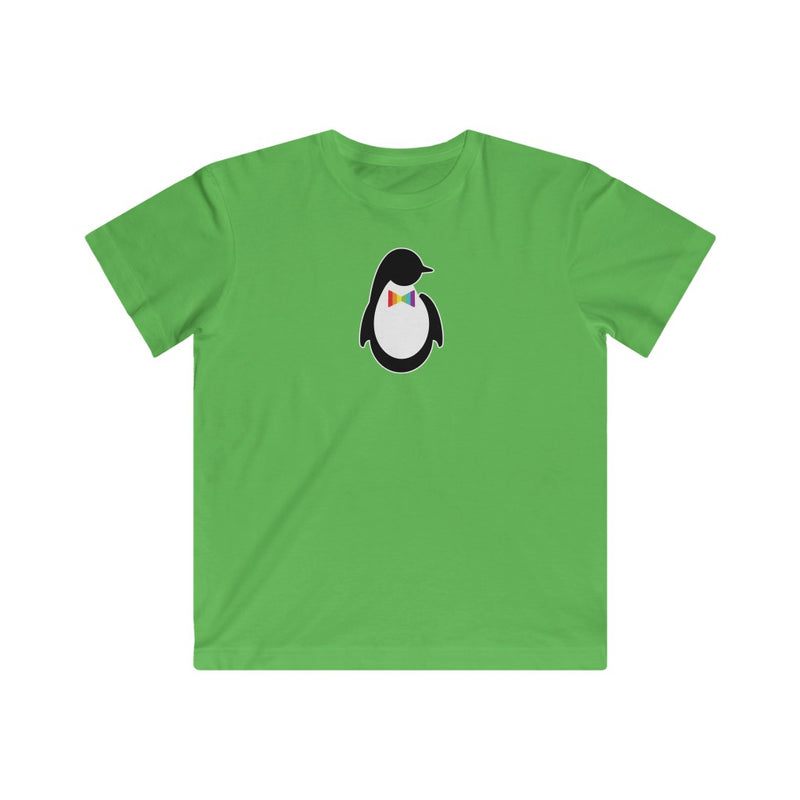 Kids Apple Green Crewneck Tshirt with Dash of Pride Penguin Logo