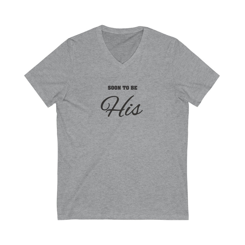 Athletic Heather Grey V-Neck Tshirt with Soon To Be His in Black Lettering