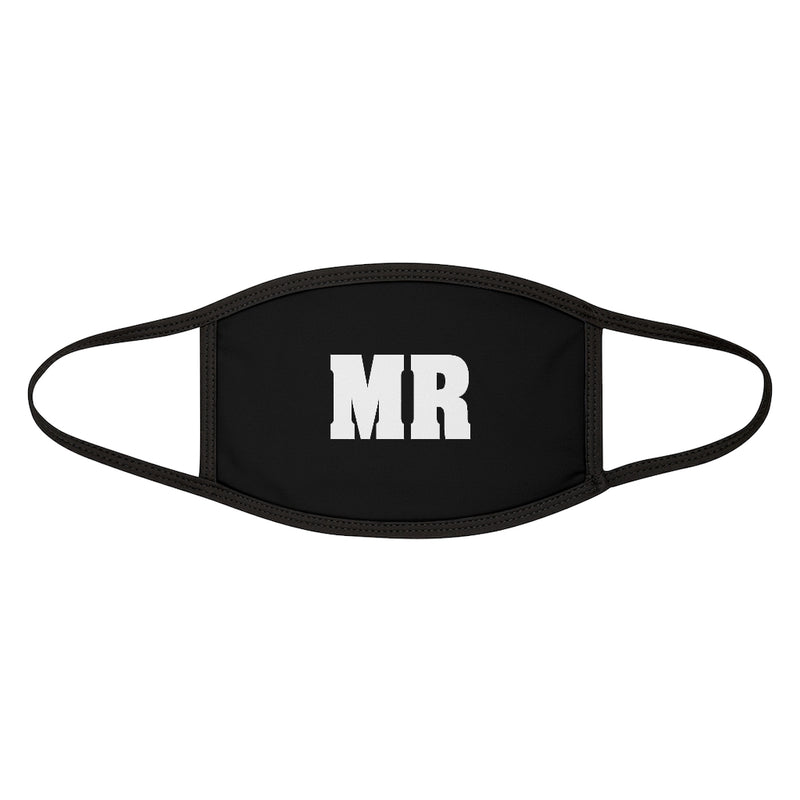 Black Fabric Face Mask with MR in White Block Letters