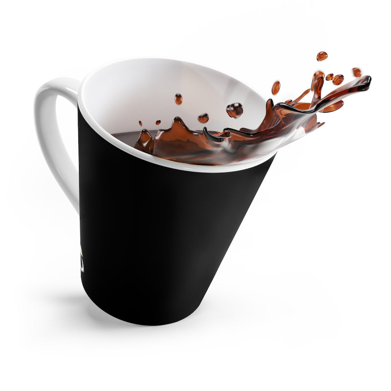 Black Mug - White Interior and Handle - Angled View with Coffee Splashing Out