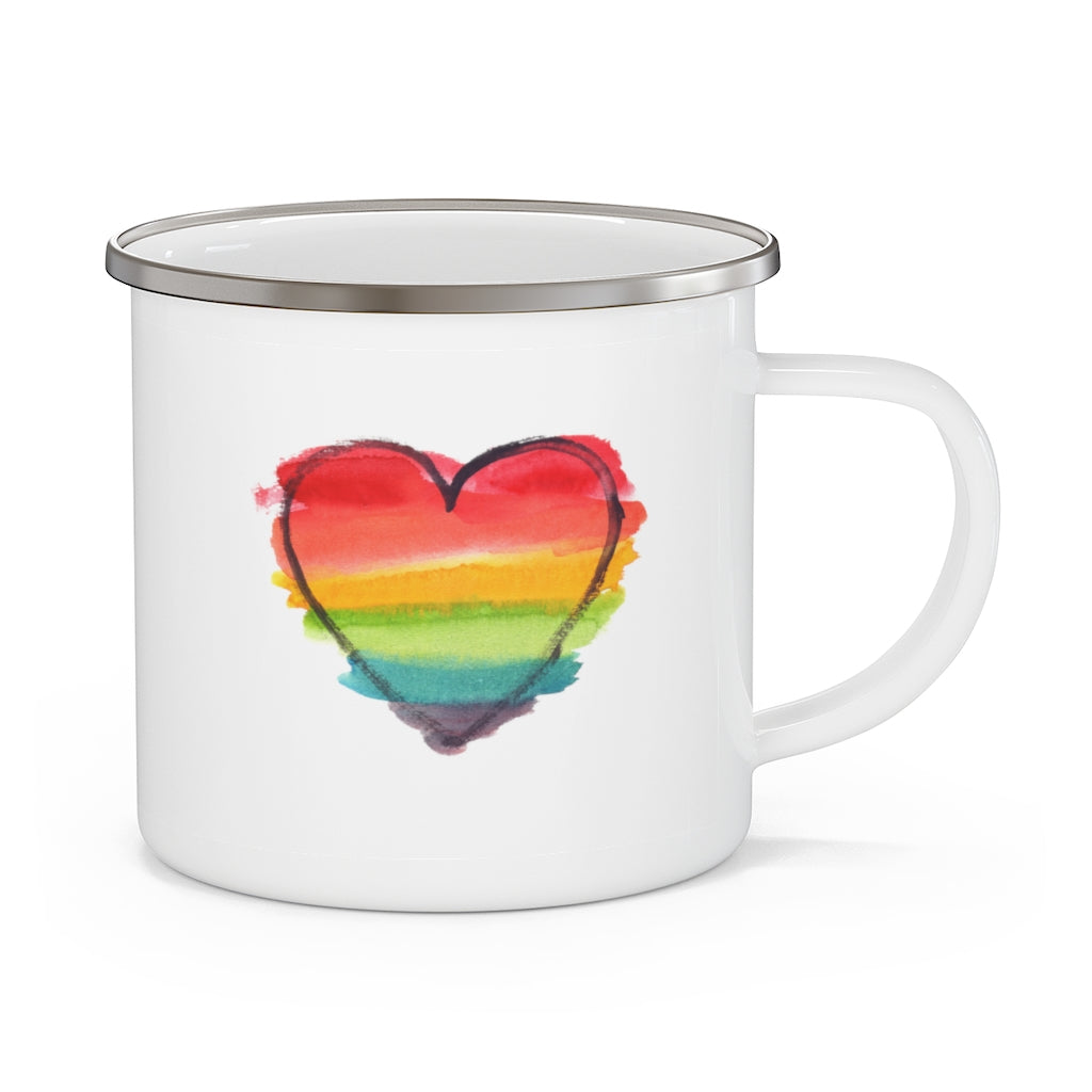 Rainbow Heart Enamel Camping Mug