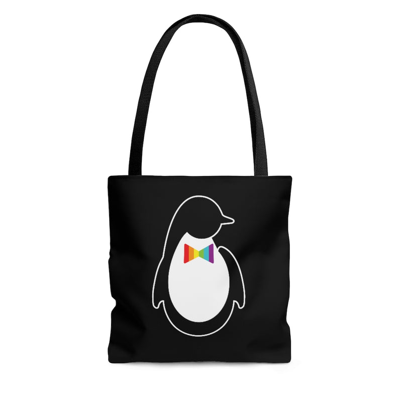 Black Tote Bag with Dash of Pride Penguin Logo