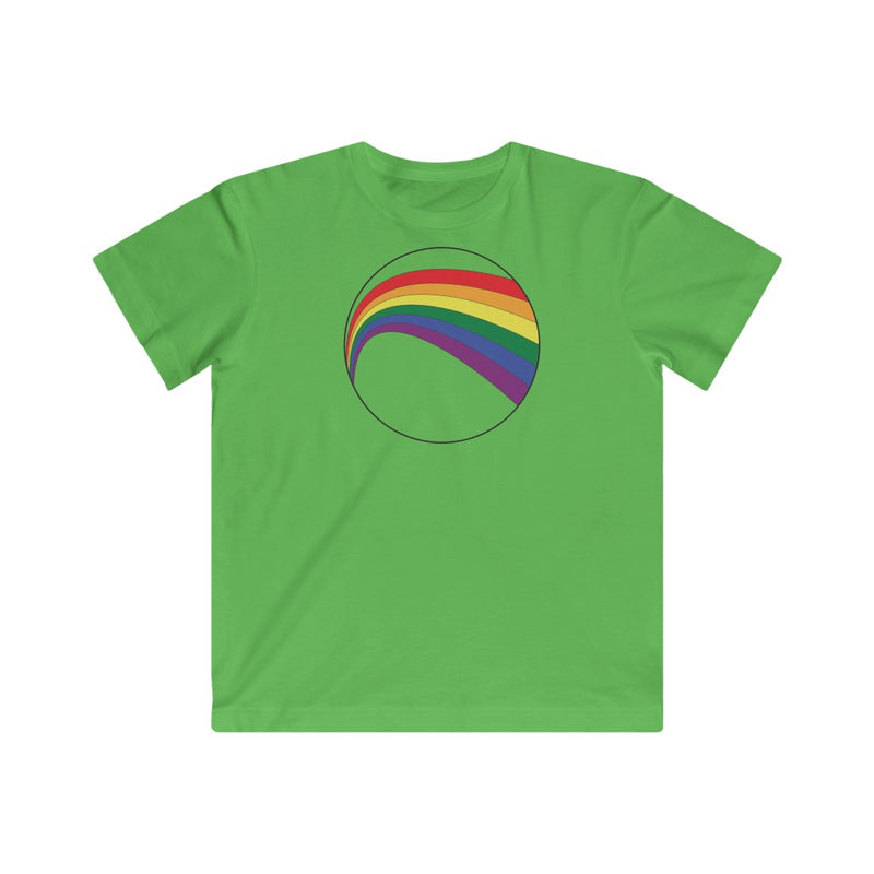 Apple Green Crewneck Kids Tshirt with LGBT Rainbow Arc