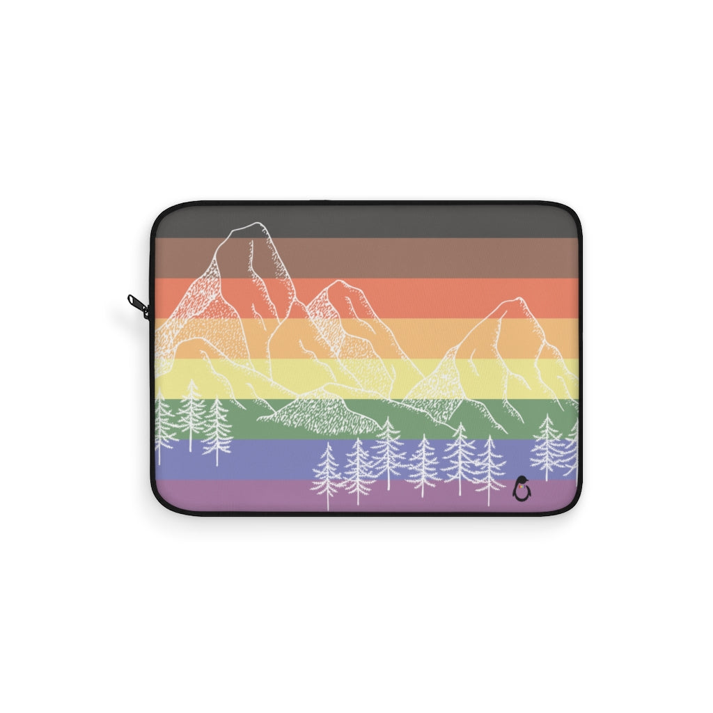 LGBT Pride Flag with Mountains and Trees - Laptop Sleeve