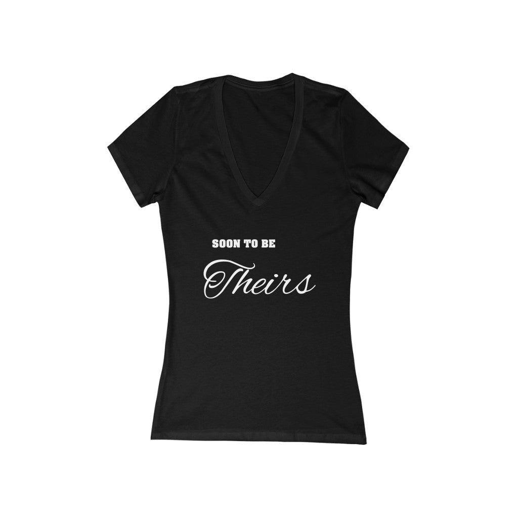 Black Fitted V-Neck Tshirt - Soon To Be Theirs in White Text