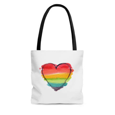  Pardick Love Heart Canvas Tote Bag for Women Rainbow