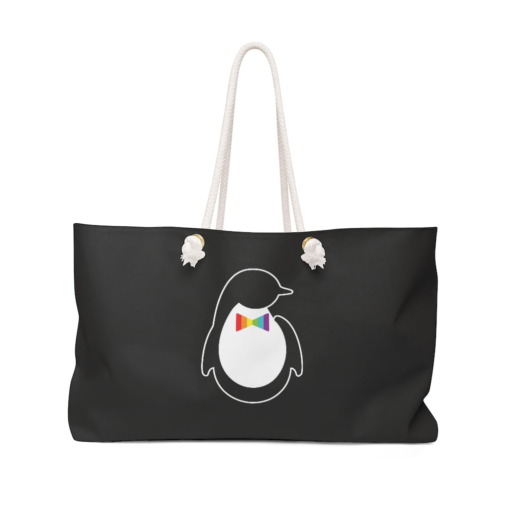 Black Weekender Bag with Rope Straps - Dash of Pride Penguin Logo
