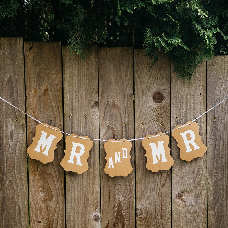 Mr and Mr Brown Craft Banner Hanging from Wooden Fence